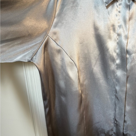Kathie Lee Woman blouse, shiny silver fabric, long sleeve, Size 18W/20W 38/40 - Picture 2 of 7